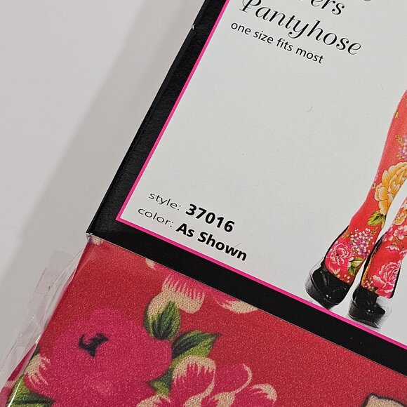 Music Legs Blooming Flowers Colorful Opaque Floral Pantyhose Tights One Size - Picture 3 of 5